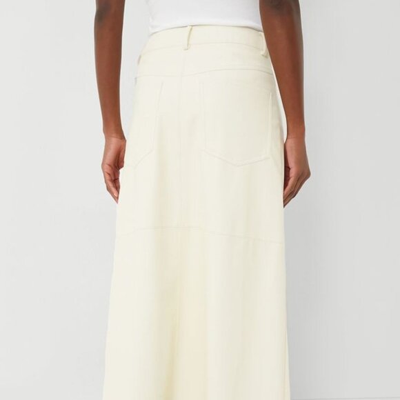 Ecru Vegan Leather Midi Skirt - Picture 3 of 5